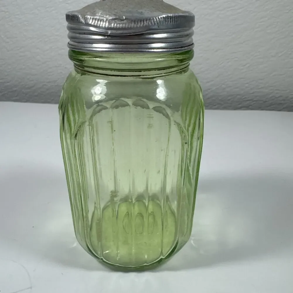 Green Depression Glass Shaker URANIUM Hocking Ribbed Range Hoosier 1930s